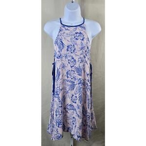 En Crème Blue Floral Dress Tie Sides Women’s S Excellent Condition